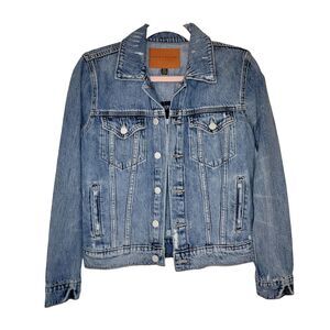 Lucky Brand Tomboy Trucker Denim Jean Jacket Womens Size S Blue Flap Pockets NWT